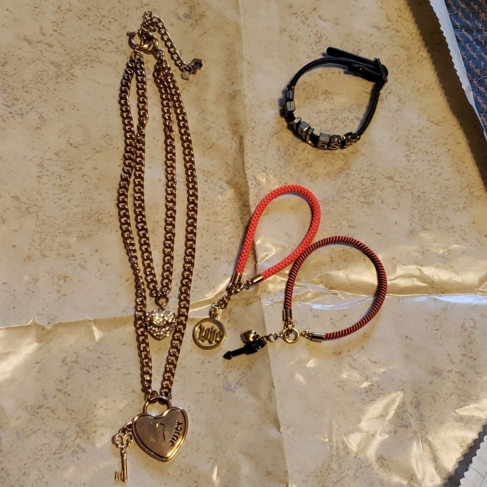 Juicy couture Bundle necklace and 4 bracelets